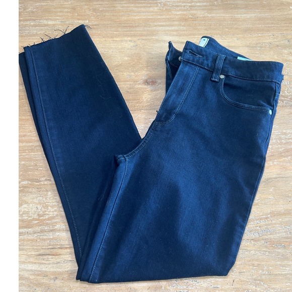 PAIGE Denim - PAIGE Hoxton Ankle Dark Blue High Rise Raw Hem Skinny Jeans Womens Size 29